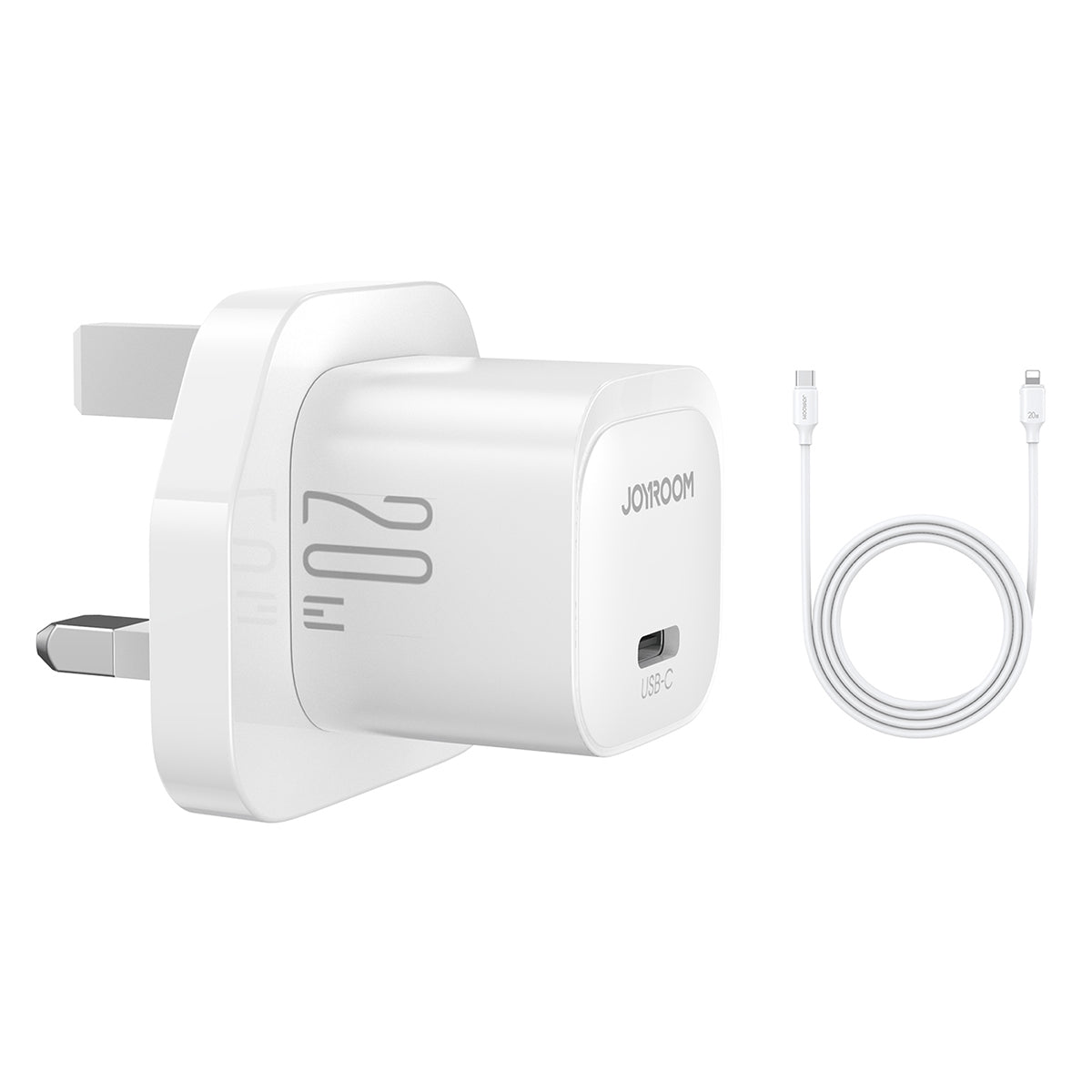 JOYROOM TCF02 PD 20W Single Type-C Port Fast Charging Adapter Mini Charger with 1m Cable, UK Plug JOYROOM TCF02 PD 20W Single Type-C Port Fast Charging Adapter Mini Charger with 1m Cable, UK Plug